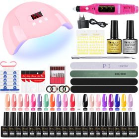 Nail Gel Kit Professional Nail Set With 120W/54W UV Nail Lamp And Nail Drill For All Drying Gel Nail Polish Manicure Set - YH33-1