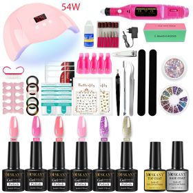 Nail Gel Kit Professional Nail Set With 120W/54W UV Nail Lamp And Nail Drill For All Drying Gel Nail Polish Manicure Set - YH42-5