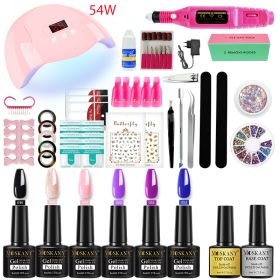 Nail Gel Kit Professional Nail Set With 120W/54W UV Nail Lamp And Nail Drill For All Drying Gel Nail Polish Manicure Set - YH42-3