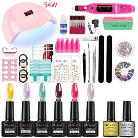 Nail Gel Kit Professional Nail Set With 120W/54W UV Nail Lamp And Nail Drill For All Drying Gel Nail Polish Manicure Set - YH42-4