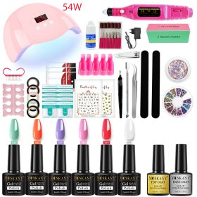 Nail Gel Kit Professional Nail Set With 120W/54W UV Nail Lamp And Nail Drill For All Drying Gel Nail Polish Manicure Set - YH42-2