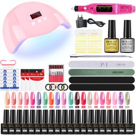 Nail Gel Kit Professional Nail Set With 120W/54W UV Nail Lamp And Nail Drill For All Drying Gel Nail Polish Manicure Set - YH33-3