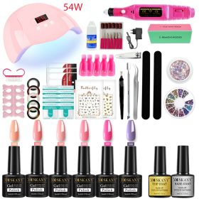 Nail Gel Kit Professional Nail Set With 120W/54W UV Nail Lamp And Nail Drill For All Drying Gel Nail Polish Manicure Set - YH42-1