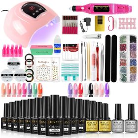 Nail Gel Kit Professional Nail Set With 120W/54W UV Nail Lamp And Nail Drill For All Drying Gel Nail Polish Manicure Set - YH43-2