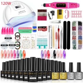 Nail Gel Kit Professional Nail Set With 120W/54W UV Nail Lamp And Nail Drill For All Drying Gel Nail Polish Manicure Set - YH43-3