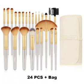 24Pcs Makeup Brushes Set Cosmetics Foundation Blush Kit Powder Eyeshadow Tool Kabuki Blending Make Up Pinceles De Maquillaje - Champagne-24PCS