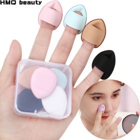 10 Pcs Mini Finger Puff Foundation Powder Detail Makeup Sponge Face Concealer Cream Blend Cosmetic Accessories Makeup Tools - White