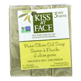 Kiss My Face Pure Olive Oil Moisturizing Soap - Pack of 3 - 4 oz - 1141837