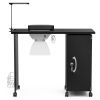 Portable Nail Desk Nail Art Table Workstation with Removable Drawers; Lockable Wheels; Fan Dust Collector; Lamp; Wrist rest Black - as picture