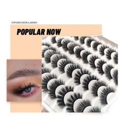 USA 20 Pairs False Eyelashes Soft Natural Extension Black 3D Makeup Lashes Black - 20Pairs