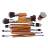 11 Pcs Bamboo Handle Makeup Brushes Beauty Tools Set - A