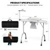 Folding Portable Nail Desk Nail Art Table Workstation with Lockable Wheels; Lamp; Wrist rest White - as picture