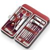 19 in 1 Stainless Steel Manicure set Professional Nail clipper Kit of Pedicure Tools Ingrown ToeNail Trimmer - Red