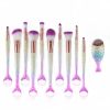 11Pcs Mermaid Makeup Brushes Eyebrow Shadow Face Slender Tool Pink Set Useful US - as pic