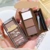 3 Color Eyebrow Powder Palette Waterproof Portable Easy To Color Eyebrow Cream Long-lasting Natural Eyebrow Powder Makeup Tools - 01