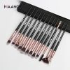 MAANGE 12pcs Eye Makeup Brushes Set With Cosmestic Bag Eyeshadow Blending Eyeliner Eyelash Eyebrow Brushes Make Up Professional - Black stick rose gol